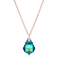 Crystal &amp; Silver Halskette Baroque Silber Ros&eacute; Bermuda Blue