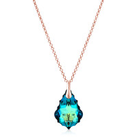 Crystal & Silver Halskette Baroque Silber Rosé Bermuda Blue