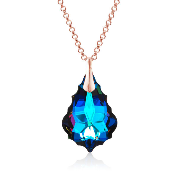 Crystal &amp; Silver Halskette Baroque Silber Ros&eacute; Meridian Blue