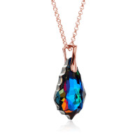 Crystal & Silver Halskette Baroque Silber Rosé Meridian Blue