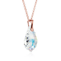 Crystal & Silver Halskette Baroque Silber Rosé Aurora Borealis