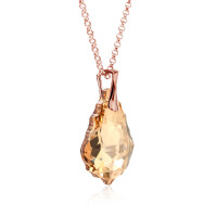 Crystal & Silver Halskette Baroque Silber Rosé Golden Shadow