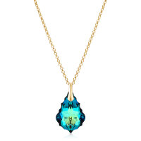 Crystal &amp; Silver Halskette Baroque Silber vergoldet Bermuda Blue