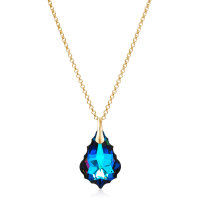 Crystal &amp; Silver Halskette Baroque Silber vergoldet Meridian Blue