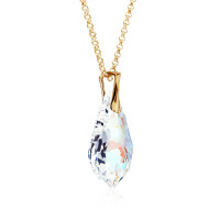Crystal & Silver Halskette Baroque Silber vergoldet Blue Aurora Borealis