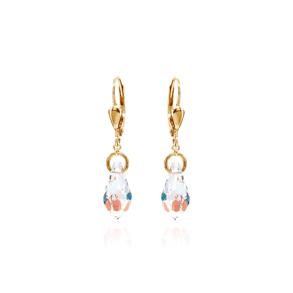 Crystal & Silver Pendel-Ohrhänger Teardrop Silber vergoldet Crystal Shimmer