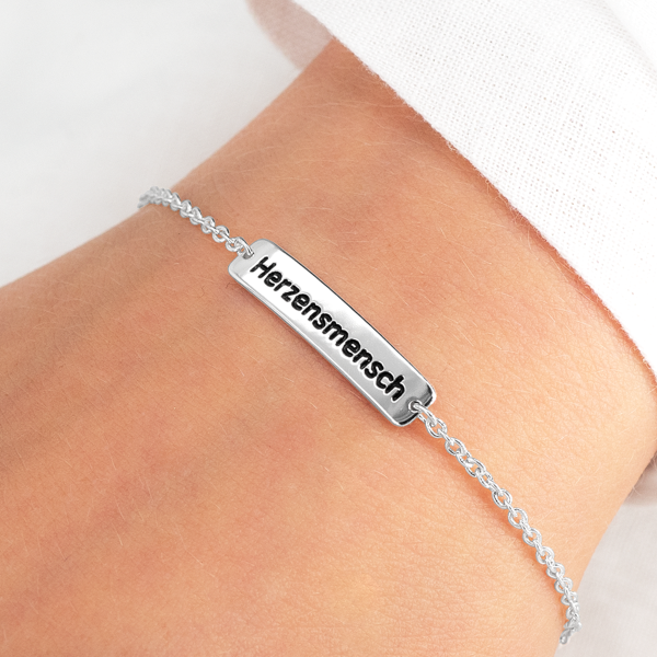 &quot;Say It&quot; Armband mit Spr&uuml;chen in Silber Herzensmensch