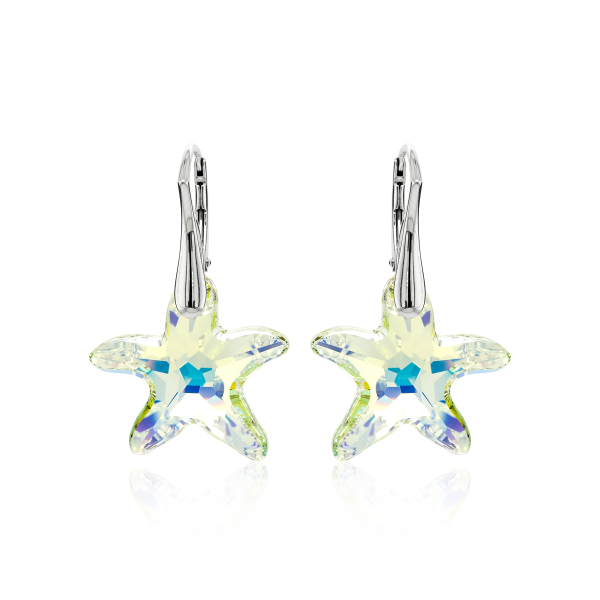 Crystal & Silver Ohrhänger Seestern in Silber Aurora Borealis