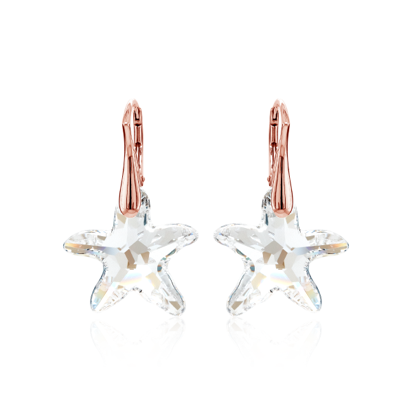 Crystal & Silver Ohrhänger Seestern Silber Rosé Moonlight