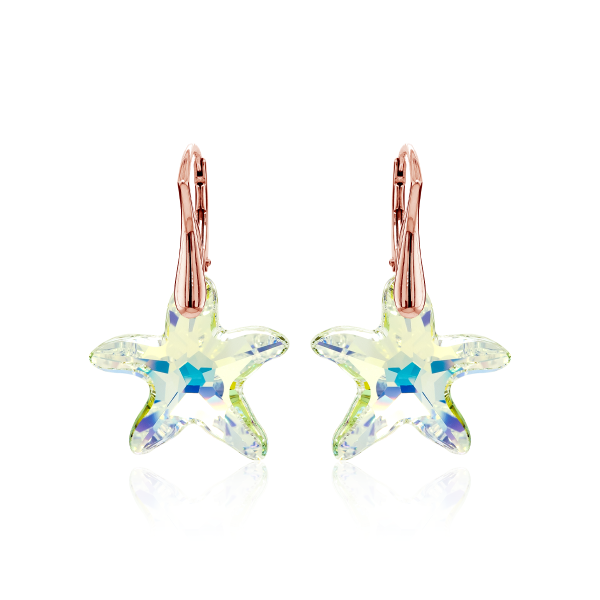 Crystal & Silver Ohrhänger Seestern Silber Rosé Aurora Borealis