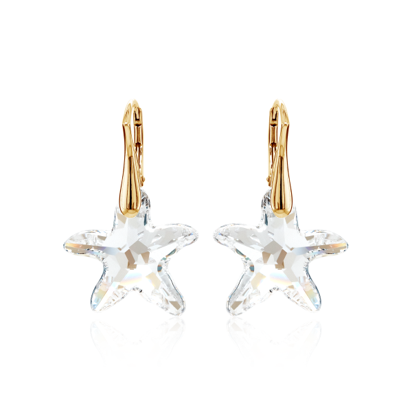 Crystal & Silver Ohrhänger Seestern Silber vergoldet Moonlight