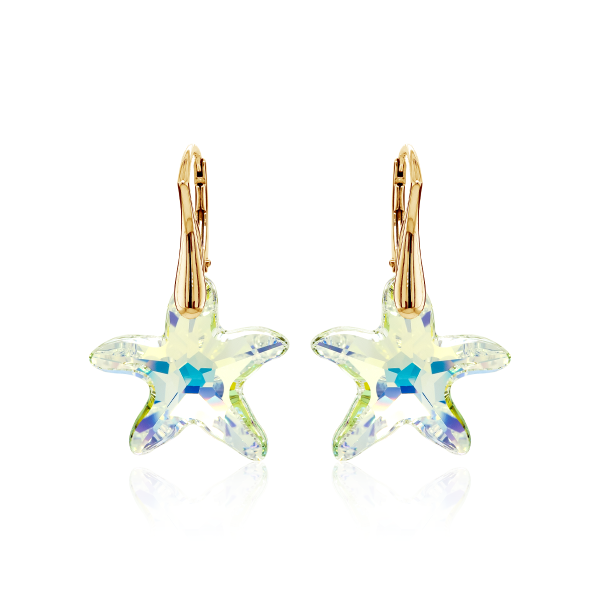 Crystal & Silver Ohrhänger Seestern Silber vergoldet Aurora Borealis