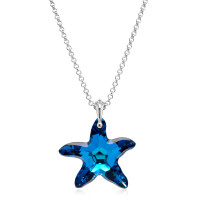 Crystal & Silver Halskette Seestern in Silber Bermuda Blue