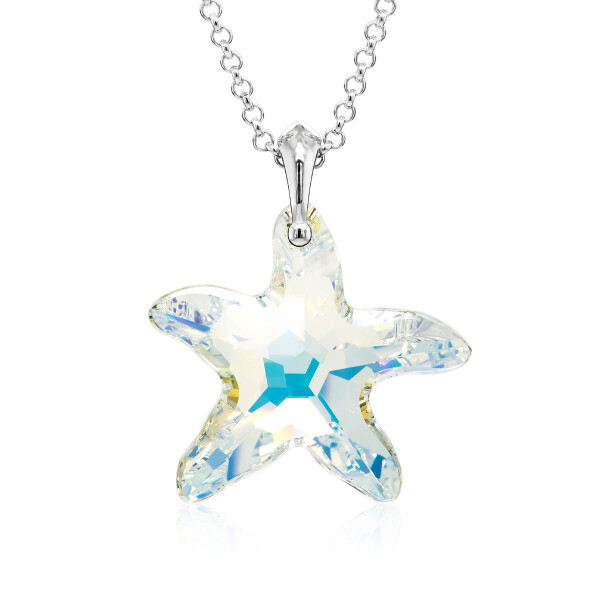 Crystal & Silver Halskette Seestern in Silber Aurora Borealis