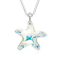 Crystal & Silver Halskette Seestern in Silber Aurora...
