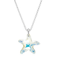 Crystal & Silver Halskette Seestern in Silber Aurora Borealis