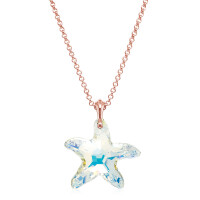 Crystal & Silver Halskette Seestern Silber Rosé Aurora Borealis