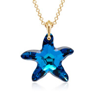 Crystal & Silver Halskette Seestern Silber vergoldet...