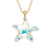 Crystal & Silver Halskette Seestern Silber vergoldet...