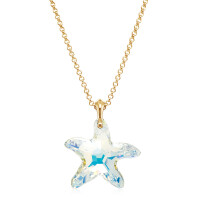 Crystal & Silver Halskette Seestern Silber vergoldet Aurora Borealis