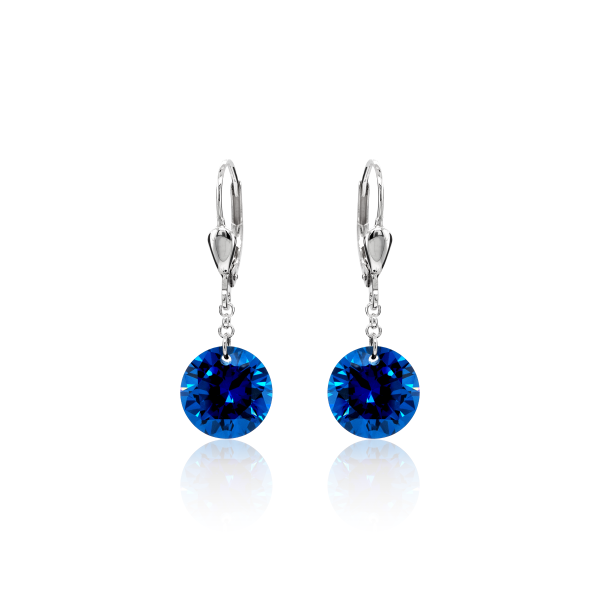 Crystal & Silver Pendel-Ohrhänger Zirkonia Saphire in Silber