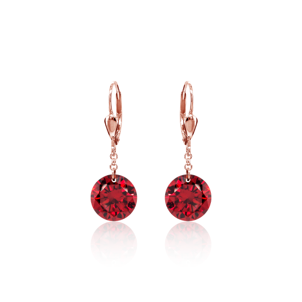 Crystal & Silver Pendel-Ohrhänger Zirkonia Rubin Silber Rosé