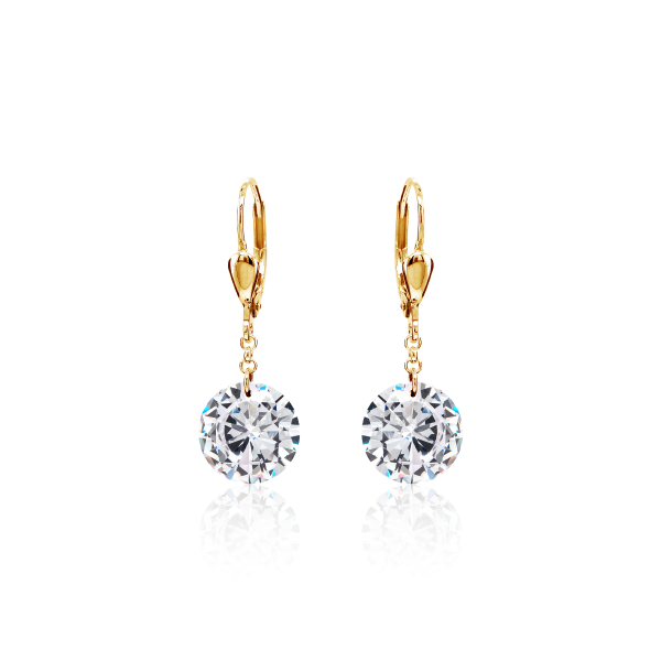 Crystal & Silver Pendel-Ohrhänger Zirkonia Crystal Silber vergoldet