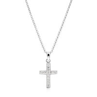Crystal Silver Halskette Kreuz mit Zirkonia
