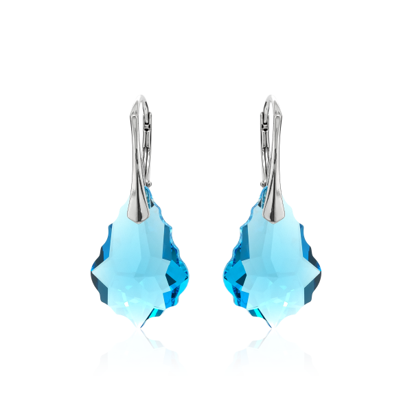 Crystal &amp; Silver Ohrh&auml;nger Baroque in Silber Aquamarine