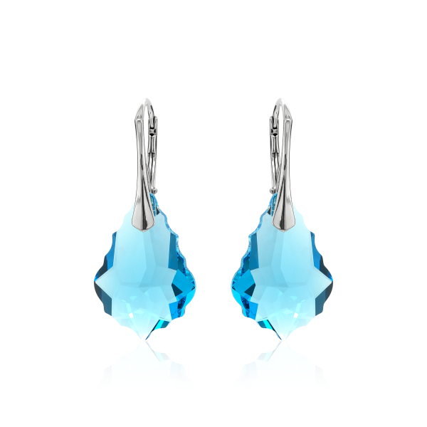 Crystal & Silver Ohrhänger Baroque in Silber Aquamarine