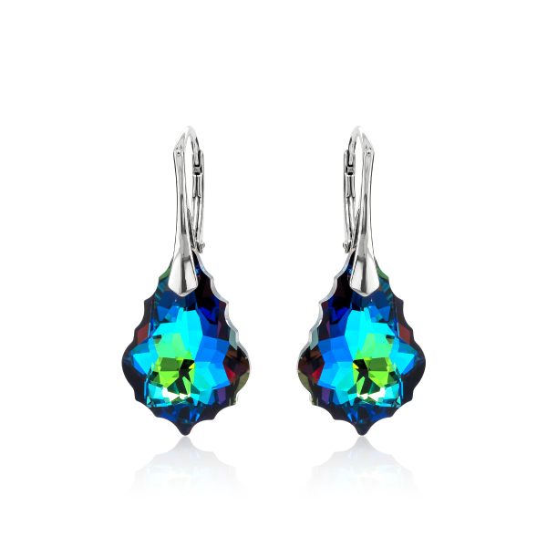 Crystal & Silver Ohrhänger Baroque in Silber Meridian Blue