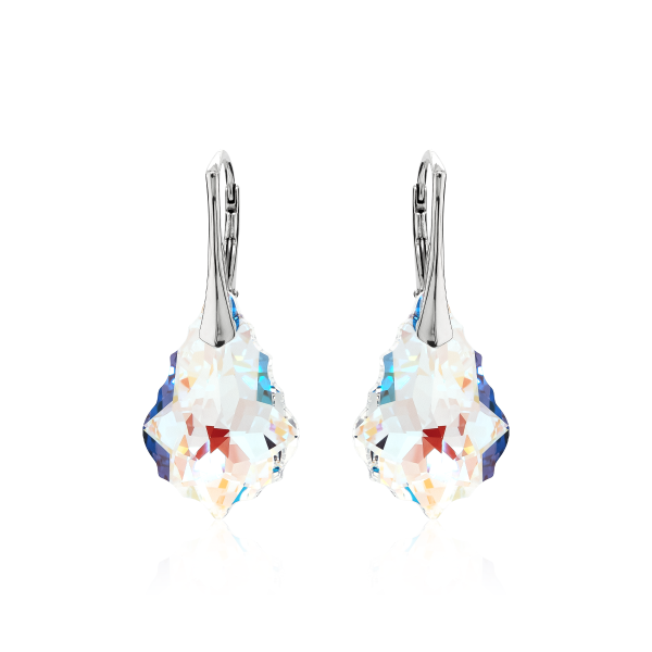 Crystal & Silver Ohrhänger Baroque in Silber Blue Aurora Borealis