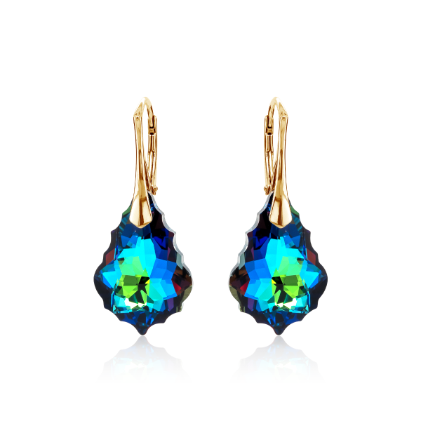 Crystal & Silver Ohrhänger Baroque Silber vergoldet Meridian Blue