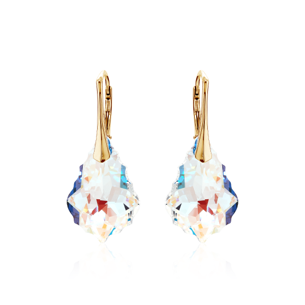 Crystal & Silver Ohrhänger Baroque Silber vergoldet Blue Aurora Borealis