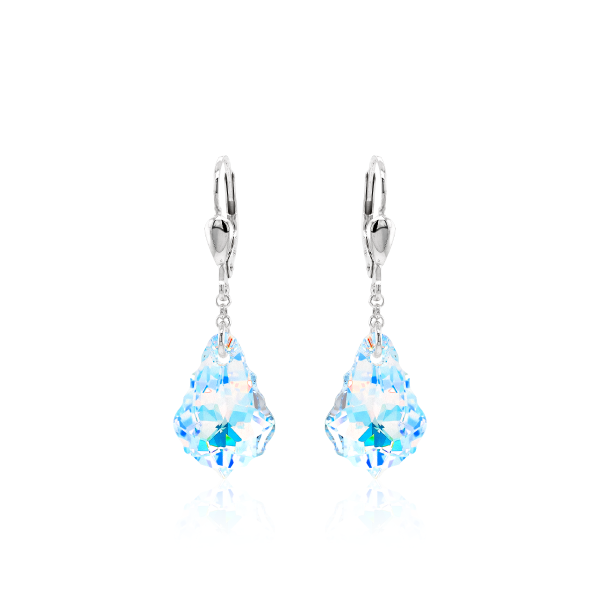 Crystal &amp; Silver Pendel-Ohrh&auml;nger Baroque Blue Aurora Borealis echtes Silber