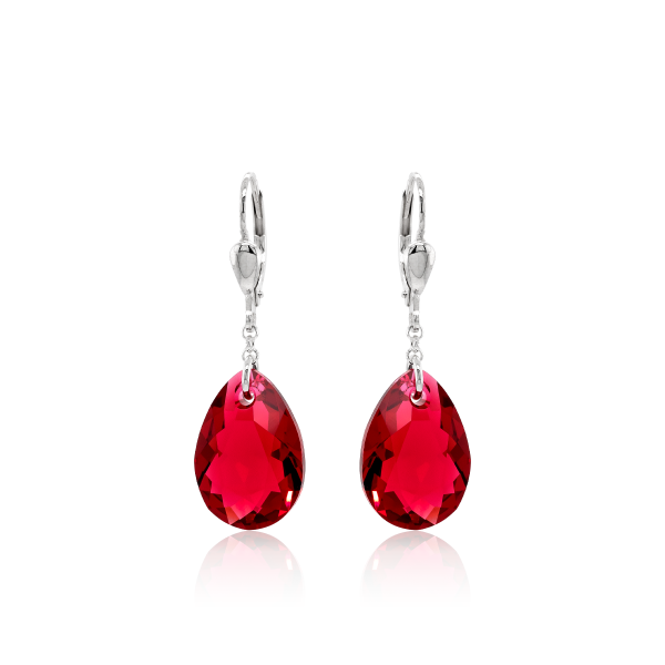 Crystal &amp; Silver Pendel-Ohrh&auml;nger Pear Cut in Silber Scarlet