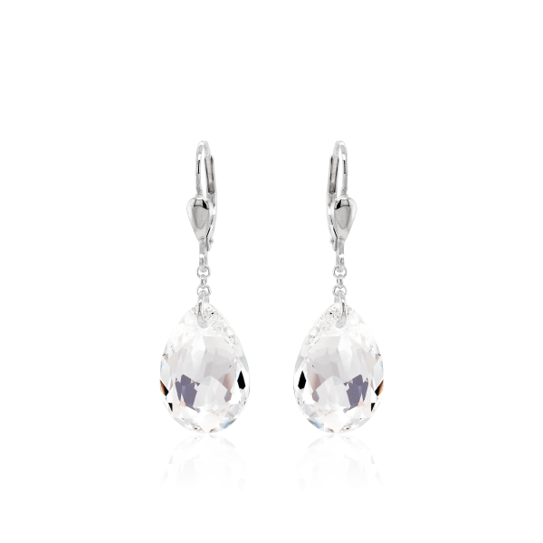 Crystal & Silver Pendel-Ohrhänger Pear Cut in Silber Crystal Shimmer