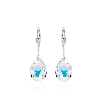 Crystal & Silver Pendel-Ohrhänger Pear Cut in...