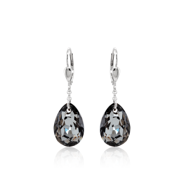 Crystal & Silver Pendel-Ohrhänger Pear Cut in Silber Silver Night