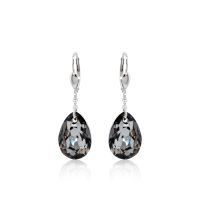 Crystal &amp; Silver Pendel-Ohrh&auml;nger Pear Cut in...