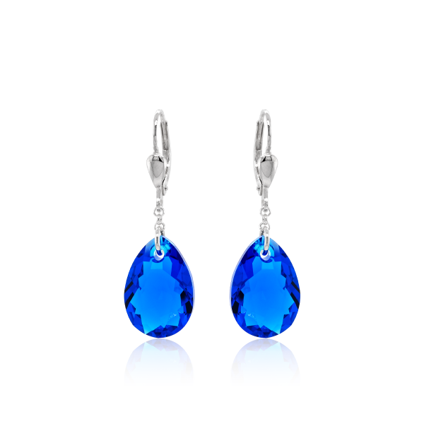 Crystal & Silver Pendel-Ohrhänger Pear Cut in Silber Majestic Blue