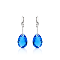 Crystal & Silver Pendel-Ohrhänger Pear Cut in...