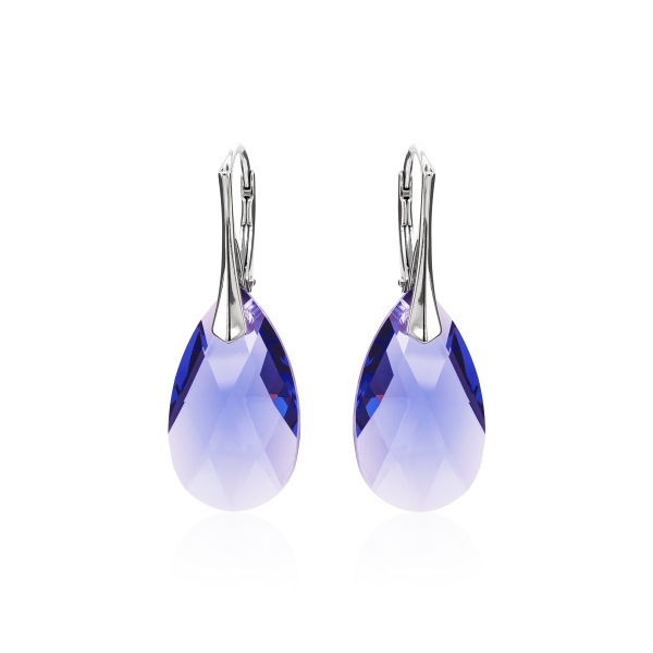 Crystal & Silver Ohrhänger Pear Tanzanit in Silber