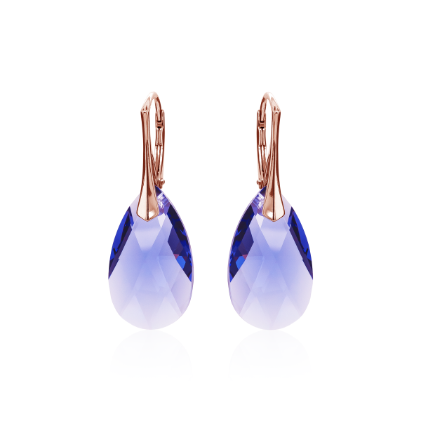 Crystal & Silver Ohrhänger Pear Tanzanit Silber Rosé