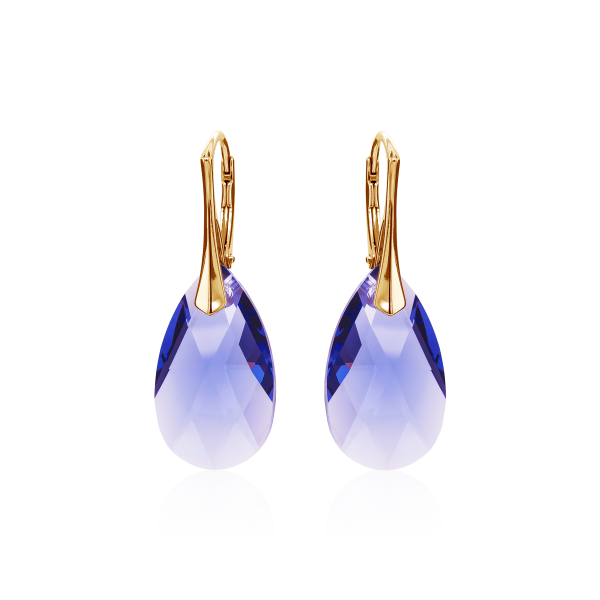 Crystal & Silver Ohrhänger Pear Tanzanit Silber vergoldet