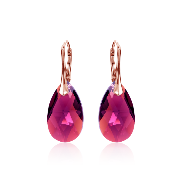 Crystal & Silver Ohrhänger Pear Amethyst Shimmer Silber Rosé