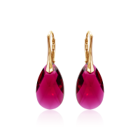 Crystal & Silver Ohrhänger Pear Ruby Silber...