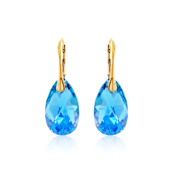 Crystal & Silver Ohrhänger Pear Aquamarine AB Silber vergoldet