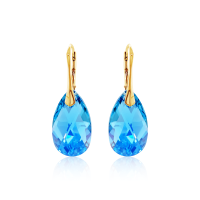 Crystal & Silver Ohrhänger Pear Aquamarine AB...