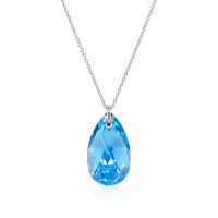 Crystal &amp; Silver Halskette Pear Aquamarine AB in Silber